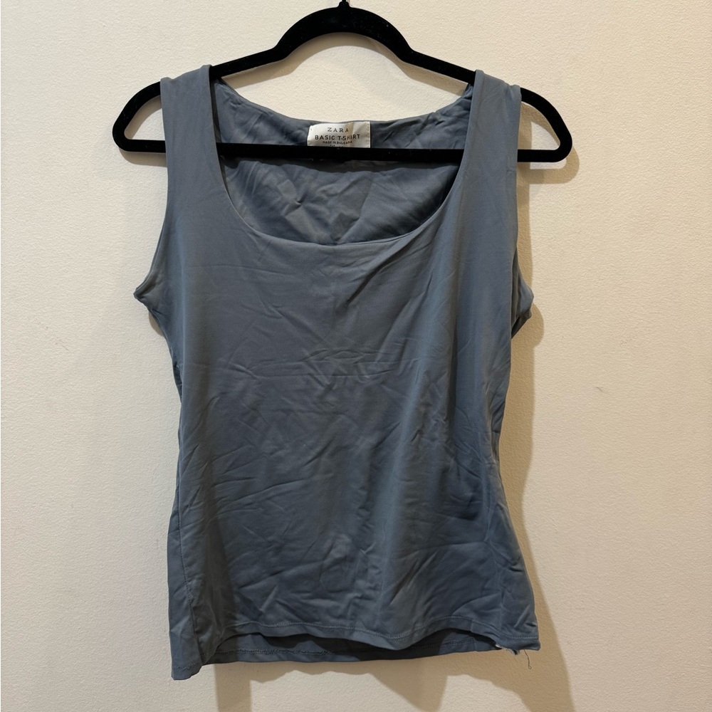 A red and a grey Zara basic shirt tank top - size large